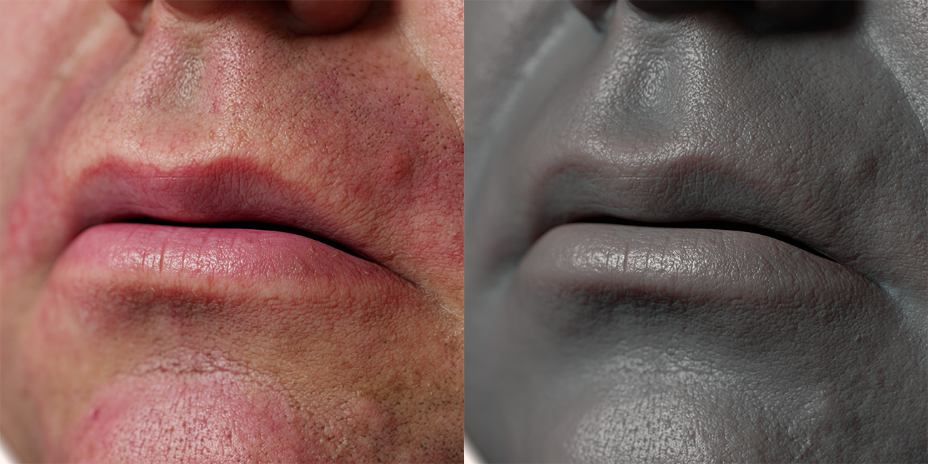 Male head scan skin pore details 